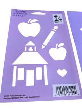 Vintage School-Themed Plastic Simply Stencils By Plaid Purple Durable Crafting